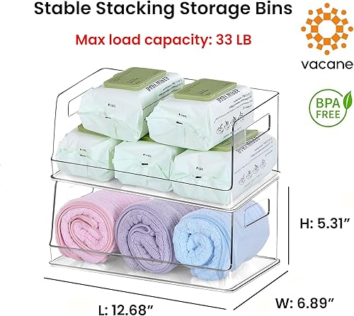 Miniatura 2 de vacane Contenedores de almacenamiento apilables de 13 pulgadas de ancho con frente abierto, estante de almacenamiento de toallas, cesta organizadora