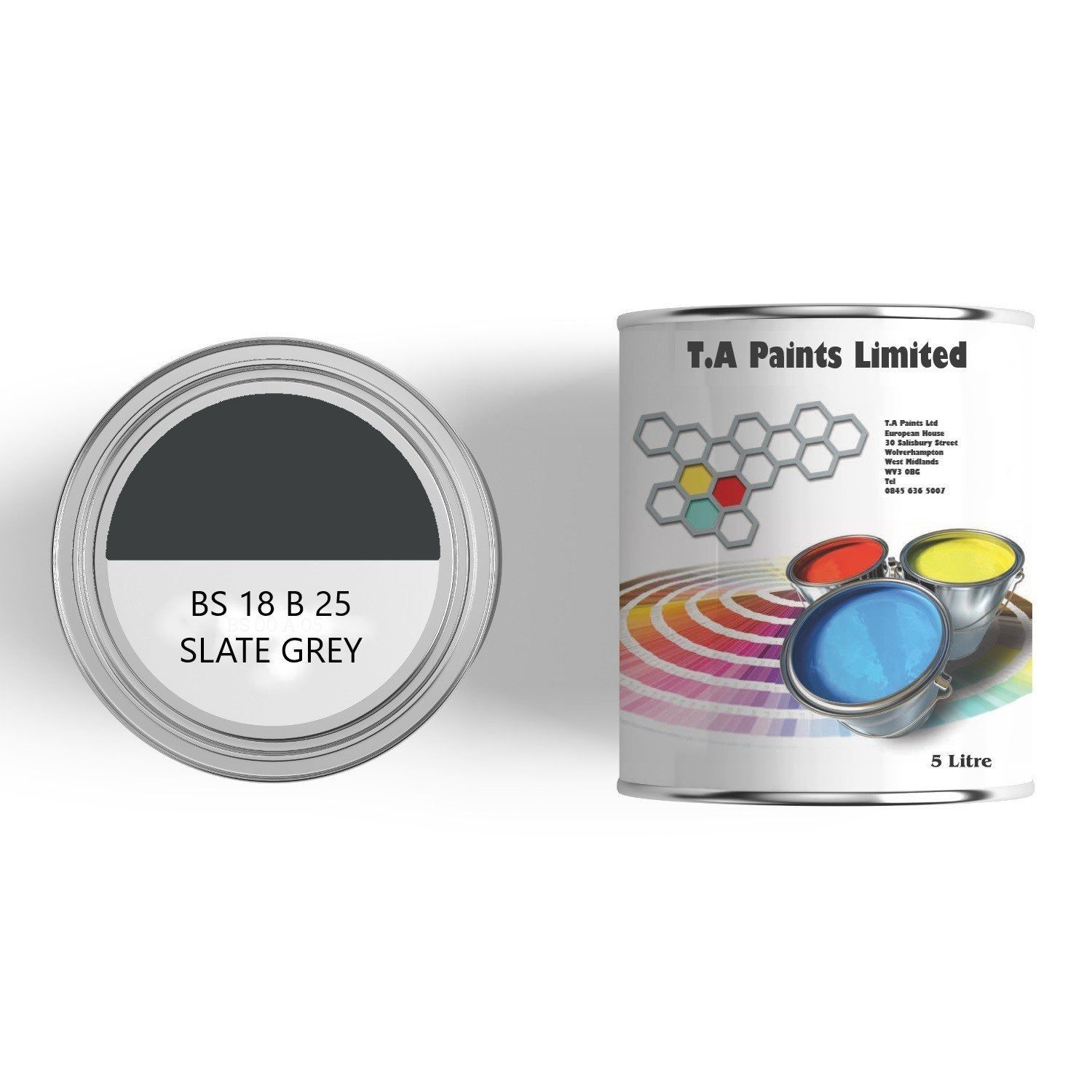T A Paints Ltd Marine Boat Deck Paint - Suitable for Metal, Wood & Timber - Above & Below The Waterline - Ideal for Boats, Barges & Narrowboats (5 litres, BS 18 B 25, Grey)