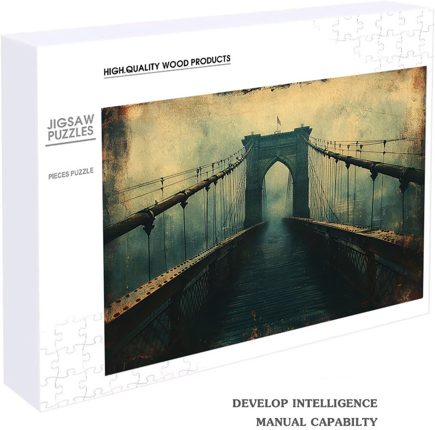 Puzzle 5000 sztuk, puzzle most 5000 sztuk dla dorosłych 160x105 cm, drewniane puzzle retro wykwintne opakowanie w papierowym pudełku, przenośna torba siatkowa na prezent dla mężczyzny kobiety