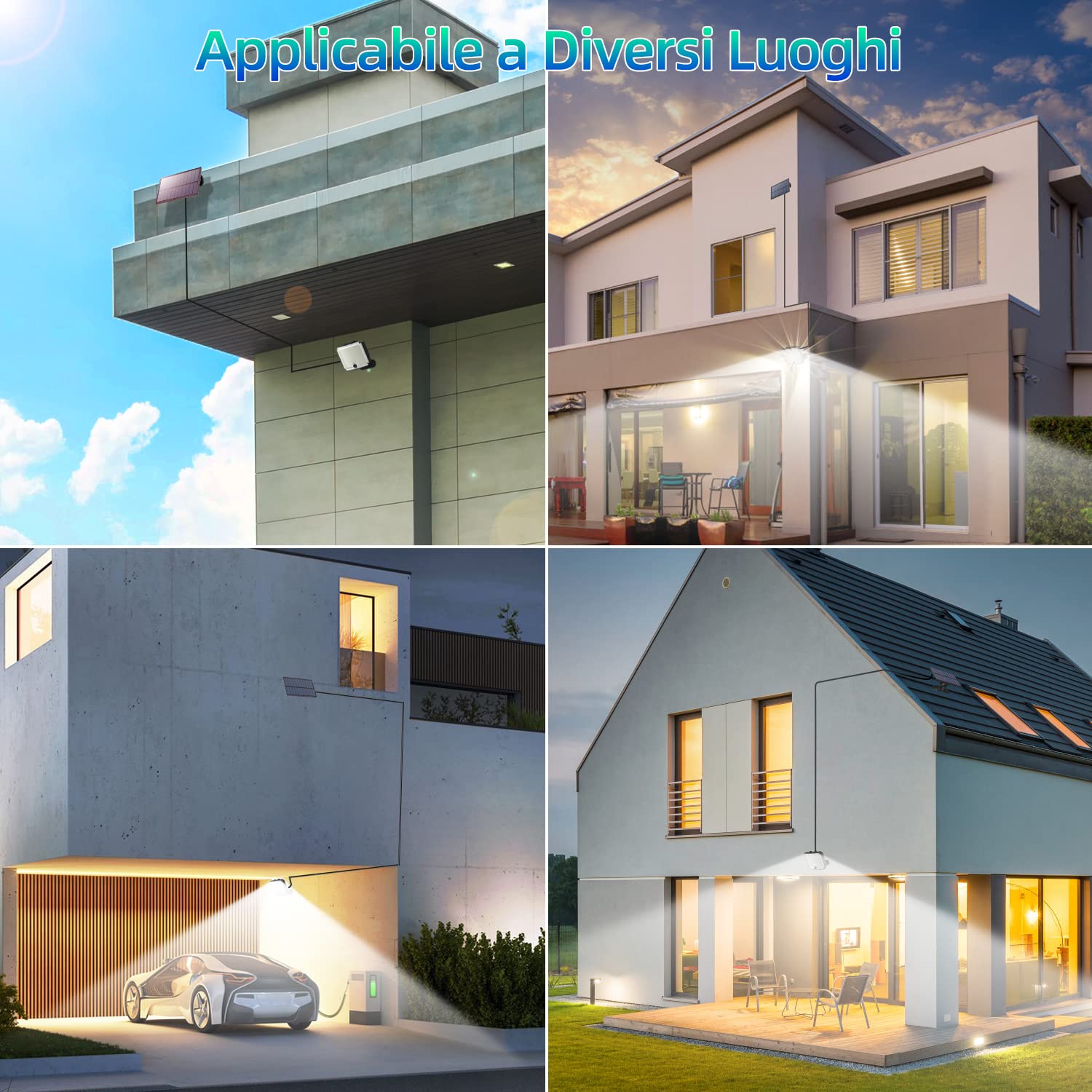 Lampada Solare per Esterni [208LED/3Modes] Luce Solare Led Esterno con Sensore di Movimento,IP67 Impermeabile Faretti Solari a LED da Esterno con Telecomando,Illuminazione di 180°,con Cavo da 5M
