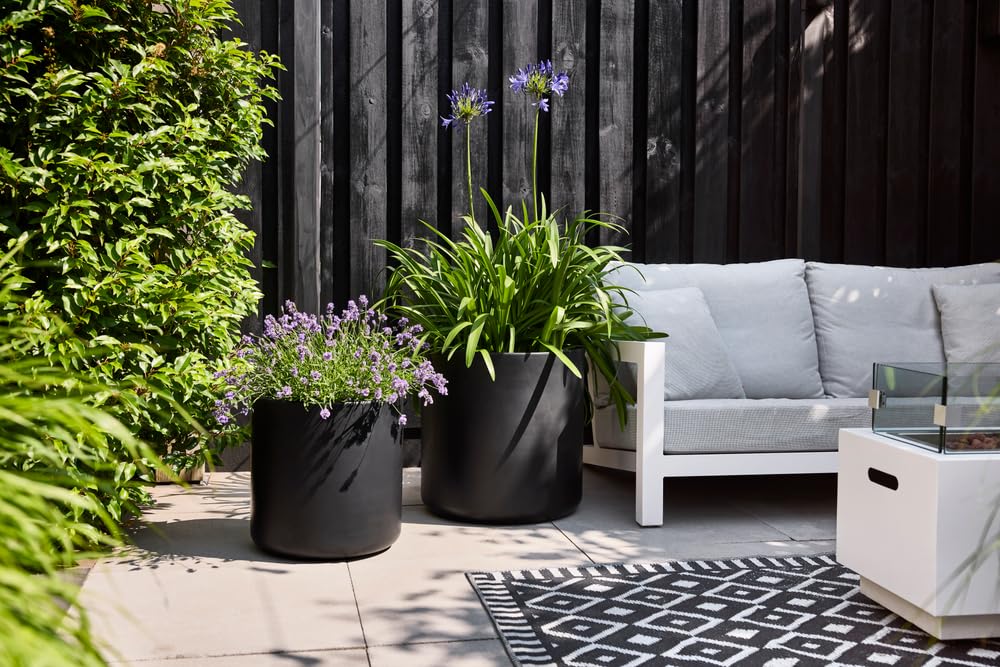 Elho Pure Cilinder Wheels 50 - Pot De Fleurs pour Intérieur & Extérieur - Plastique Recyclé - Ø 49.5 x H 50 cm - Noir