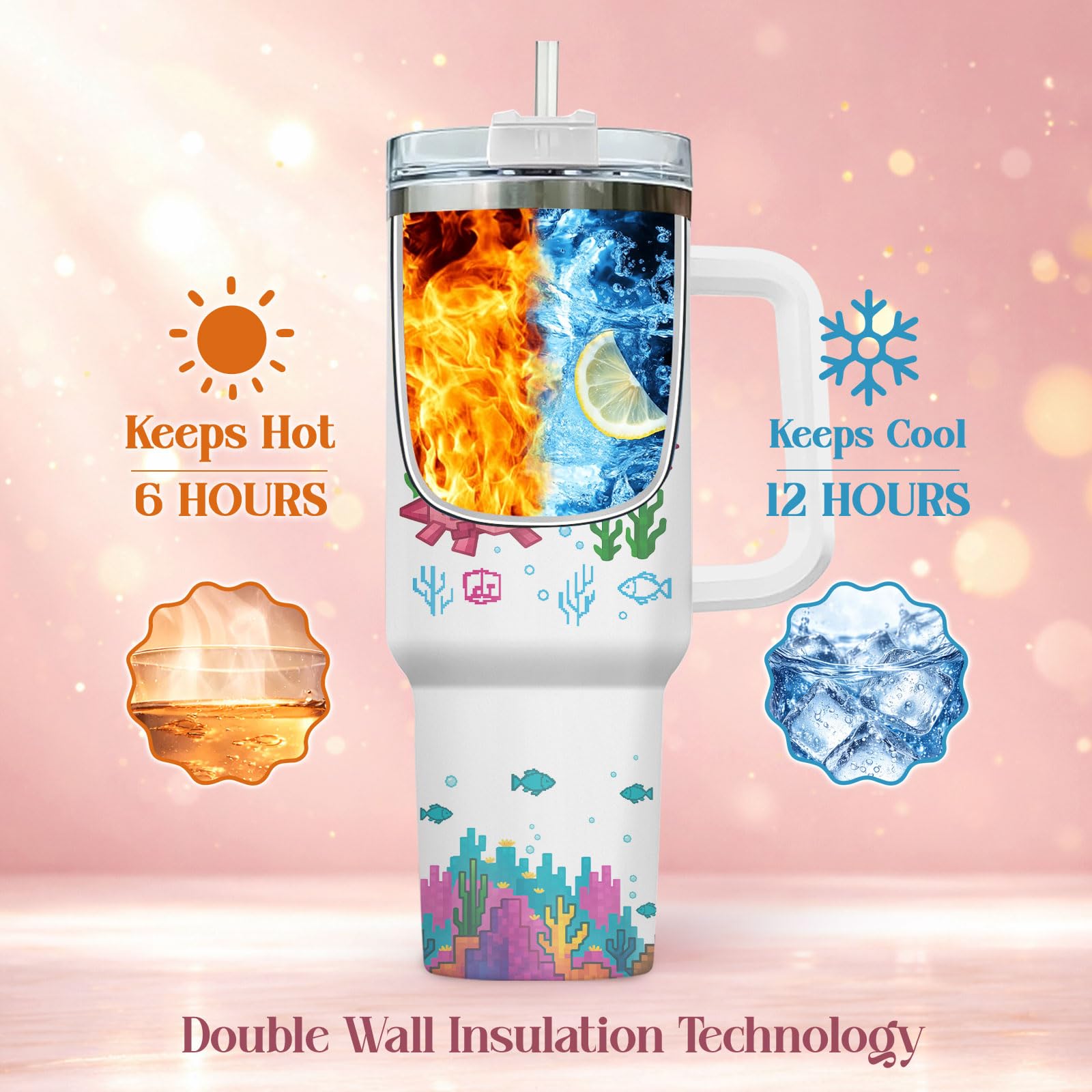 Amazon.com | 34HD Pixel Axolotl Cute Sea Animal 40 oz Tumbler with