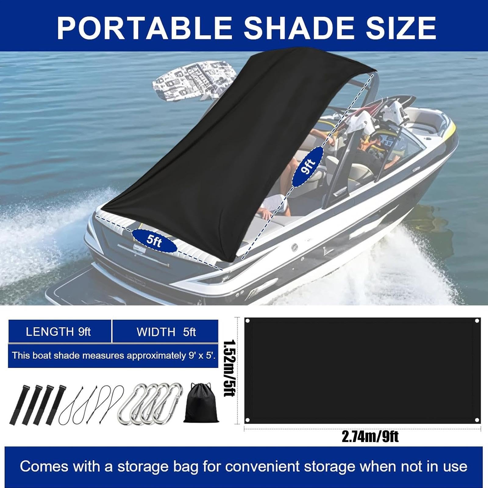 Parasole Prua T-Top Per Barca Tendalino Antiabbagliamento Con Corda | Tettuccio Parasole T-top per Imbarcazione per Proprietari e Amanti Sport Marini Crociera Fluviale e Pesca
