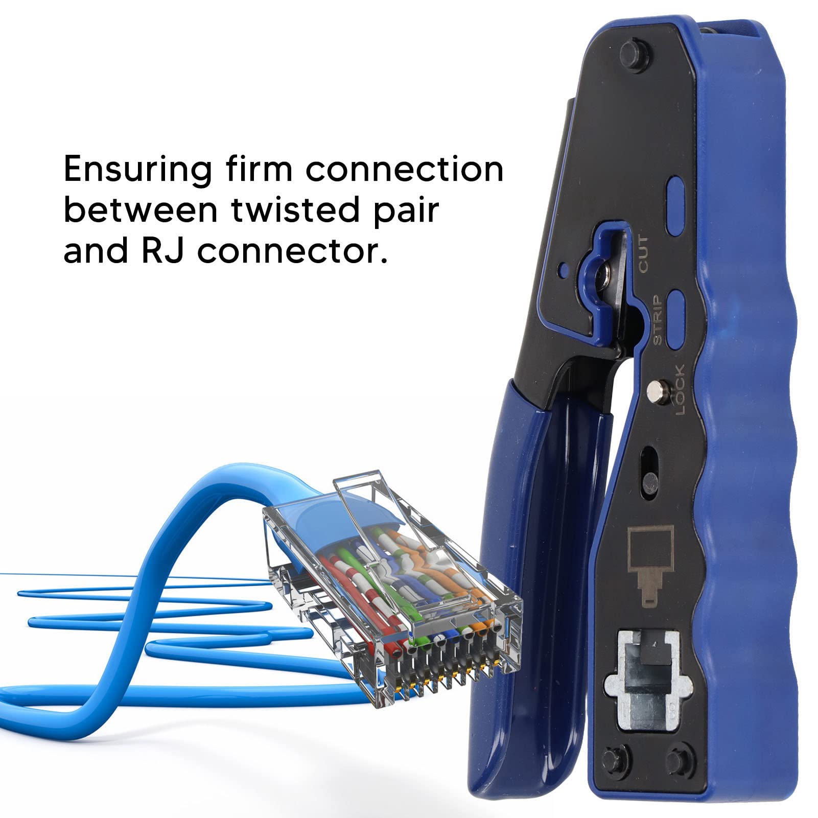 Ensemble d'outils de sertissage RJ45 et dénudeur de câble avec kit de connecteurs RJ 50 pièces pour réseau – Outil manuel en acier à haute teneur en carbone pour l'entretien des