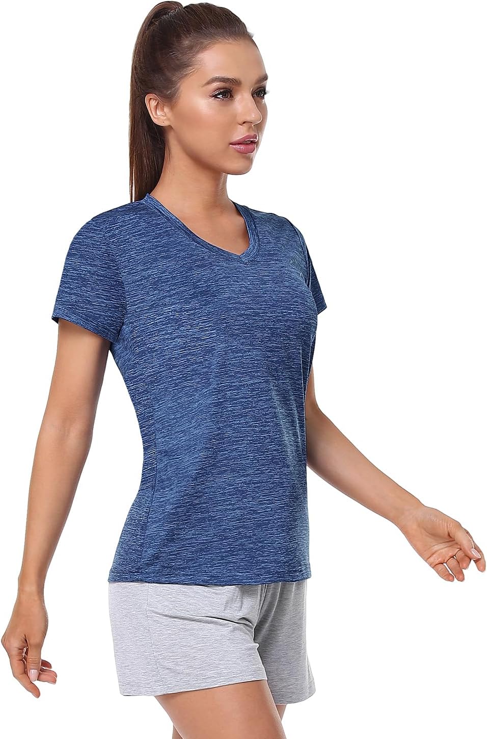 Xelky 3-4 Pack Women's Dry Fit Tshirt Short Sleeve Moisture Wicking Athletic Shirts Sport Activewear Tee V Neck Workout Top - Image 3