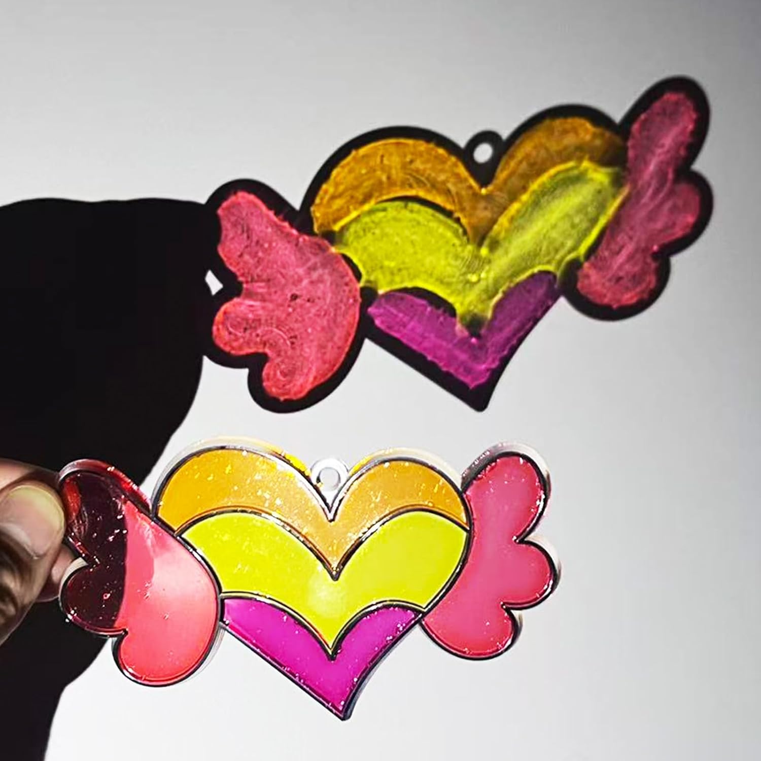 EggSun 27 Sets Valentines Heart SunCatcher Craft Kits Decorative Window Paint DIY for Kids, Perfect for Valentine's Day Classroom Activities, Art Projects, Party Favors, and Gift Exchange