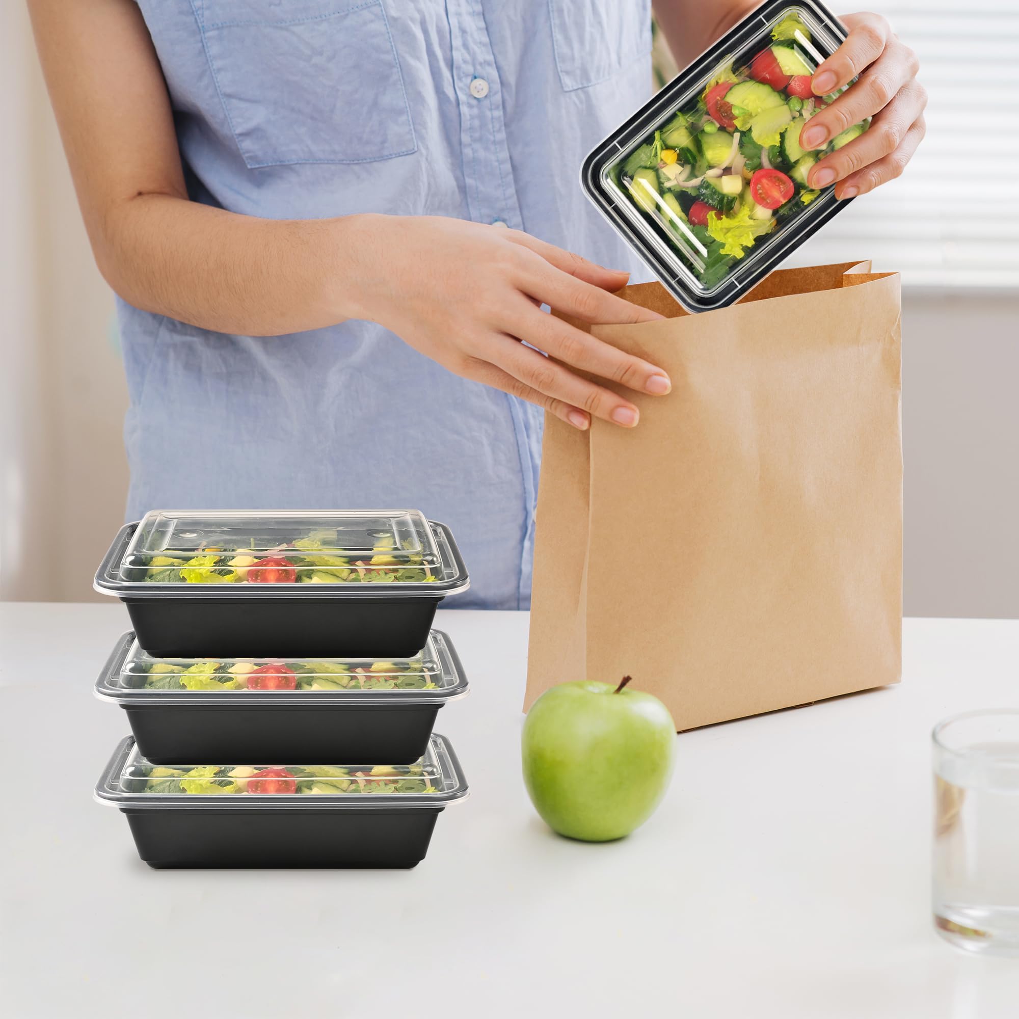 LOKATSE HOME 48 pojemników do przygotowywania posiłków, 680 ml, pudełka Bento na lunch, do zamrażania i mycia w zmywarce, z tworzywa sztucznego
