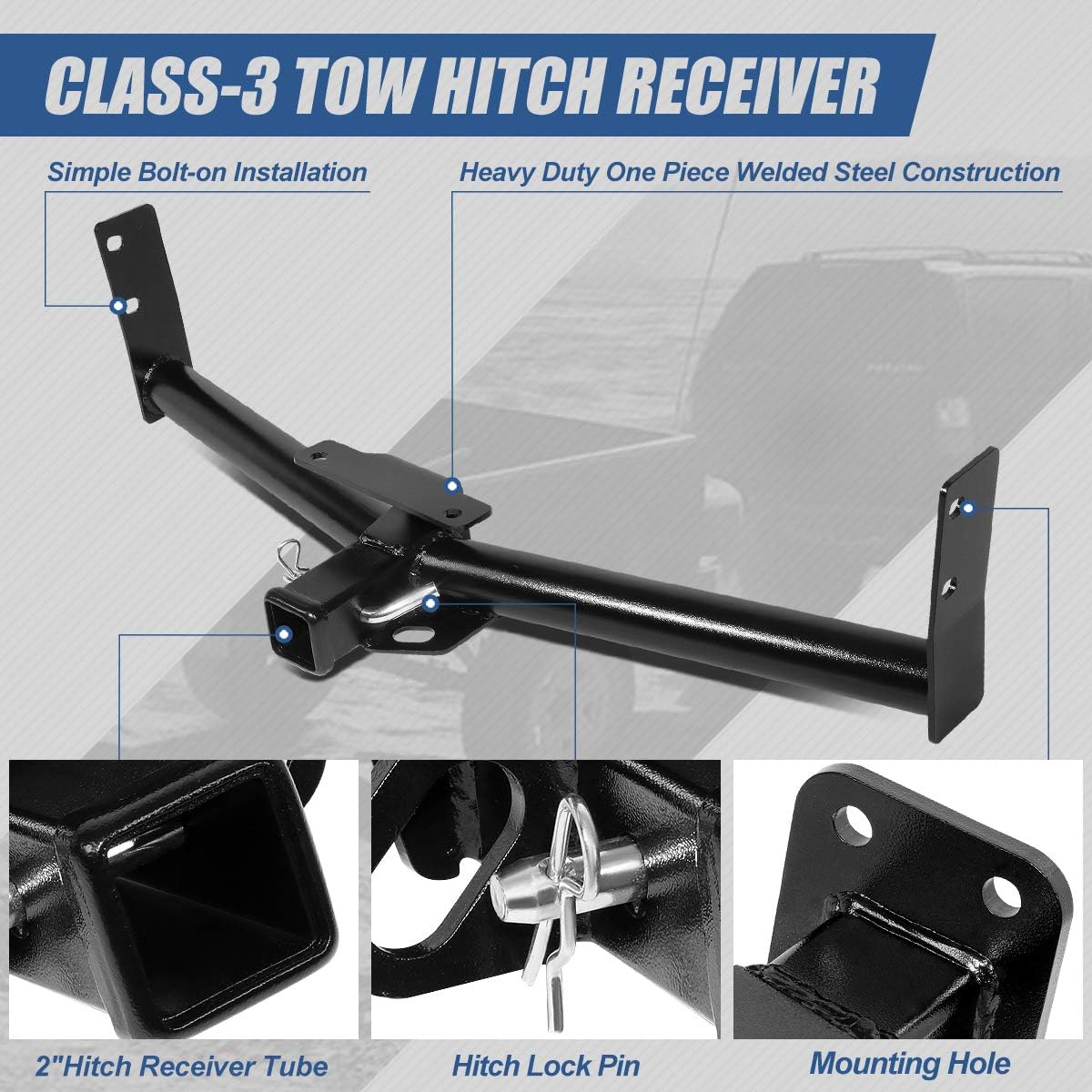Auto Dynasty 2 Inches Class 3 Trailer Hitch Receiver Compatible with Equinox Vue Torrent Terrain 05-17