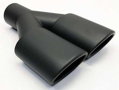 Punta de escape 2.25 Entrada Dual 3.00 Oval X 2.50 High Outlets 9.75 Long Resonated Matte Black 304 Stainless WDOR30250975-225-MBK-SS Punta de