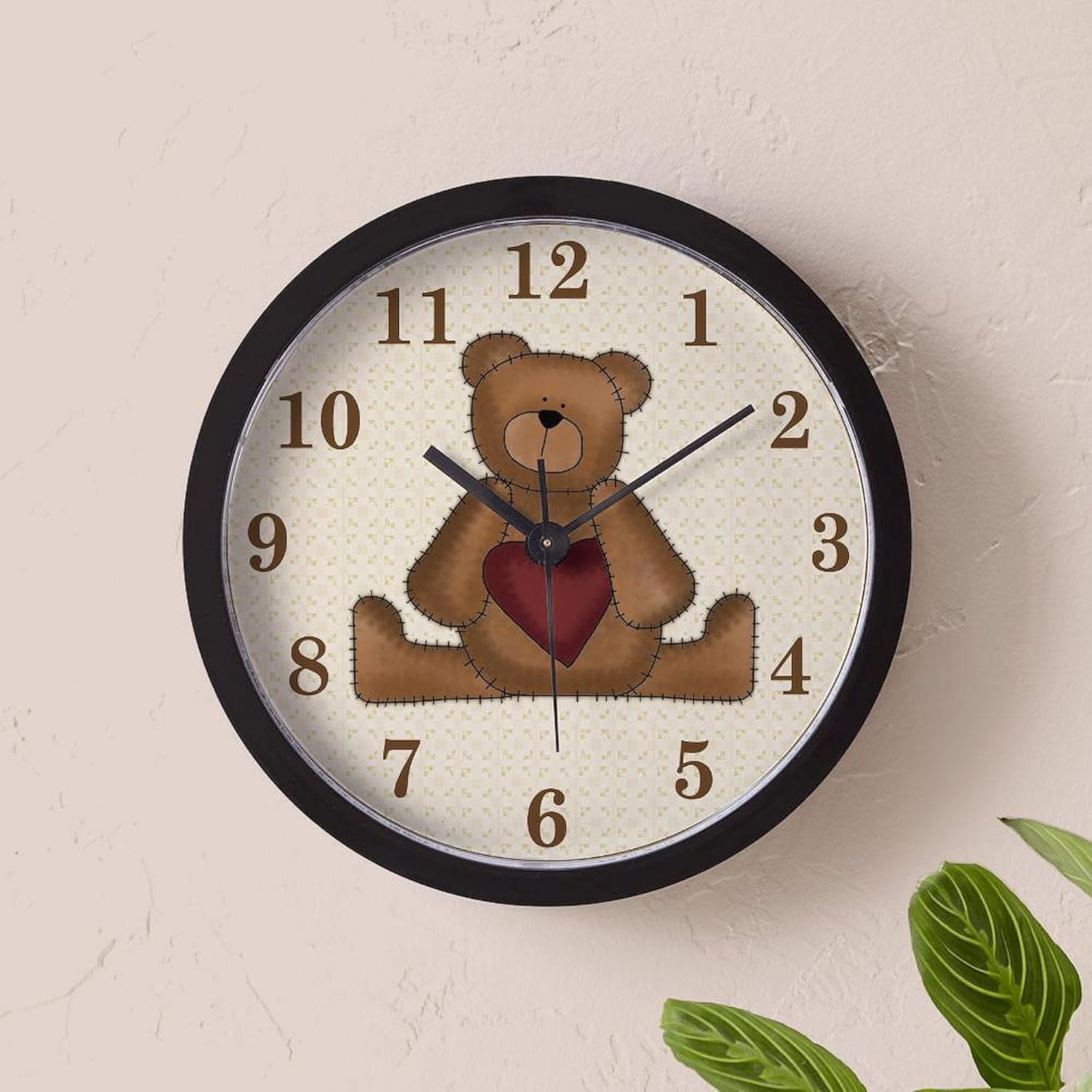 CafePress Cute I Love You Teddy Bear 10" Wall Clock for Livingroom, Kitchen, or Office