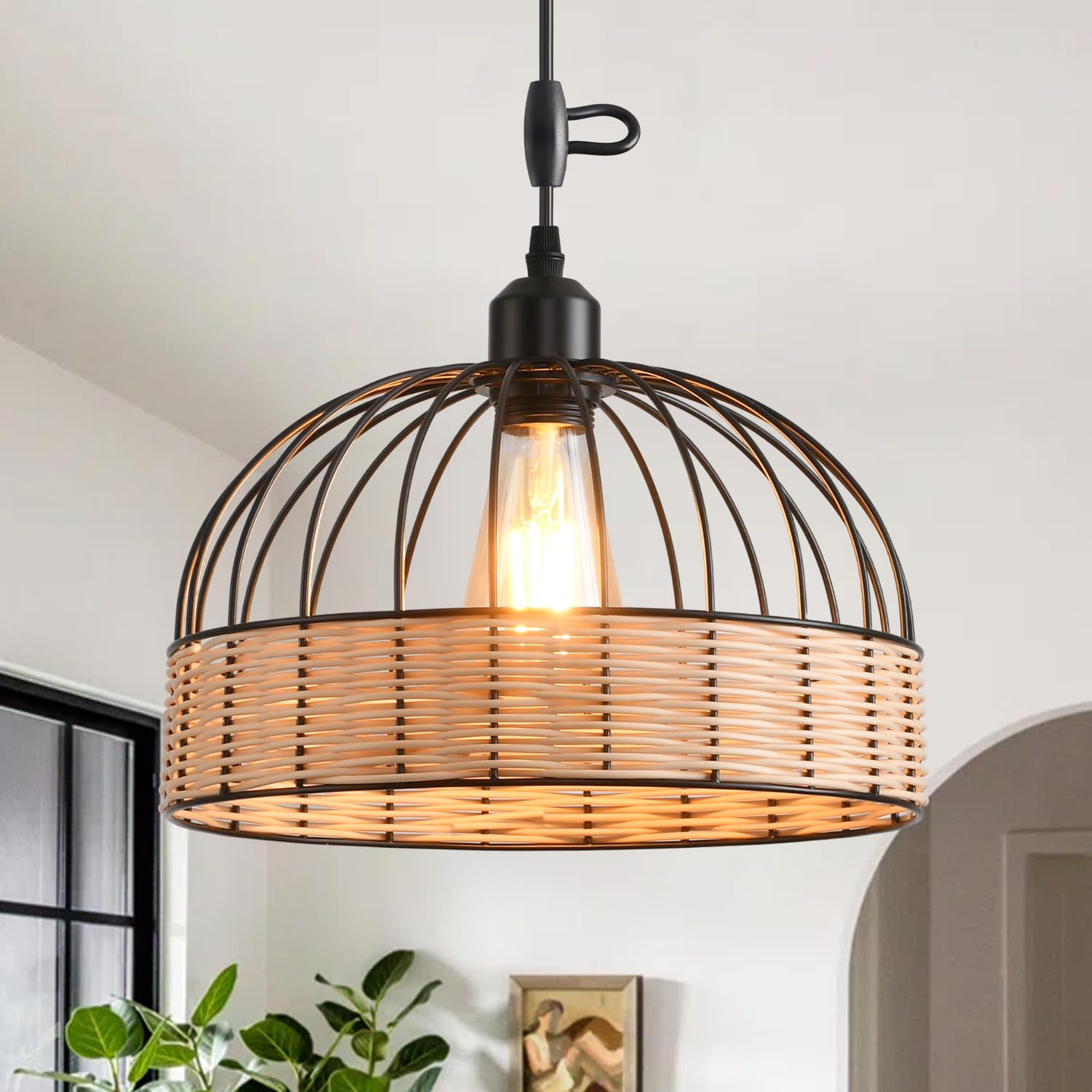 ANWIO Lampara de Araña de Techo Vintage, Lámpara Colgante Vintage Rústica E27 Base, Lámpara Araña Techo Vintage Industrial para Salón, Dormitorio, Cocina, Pasillo(Diámetro 30 CM, Sin Bombillas).