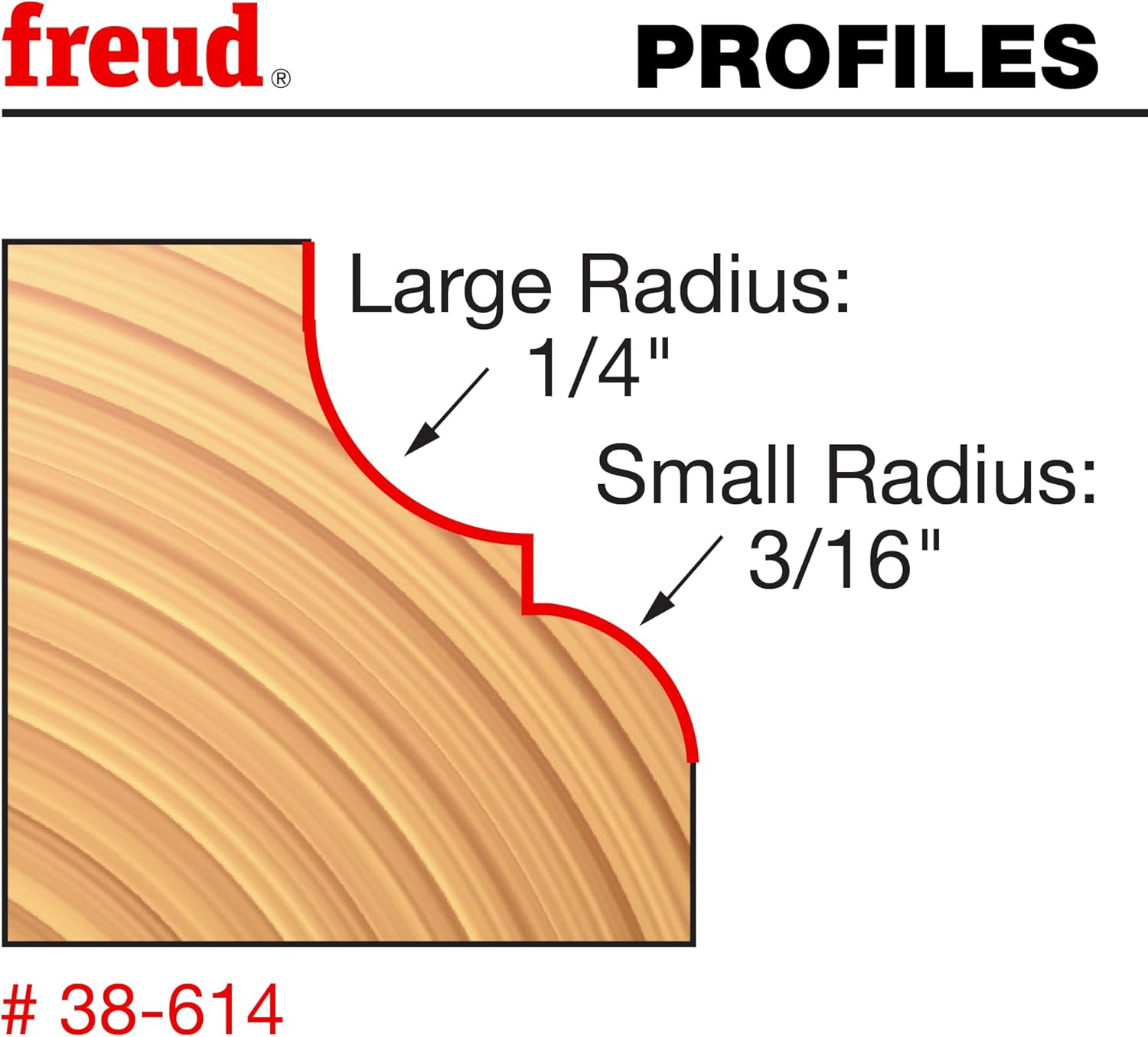 Freud 38-614: 1-3/8" (Dia.) Classical Cove & Round Bit with 1/2" Shank