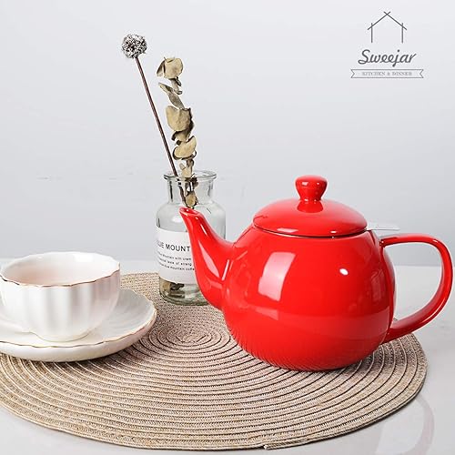 Miniatura 100 de Sweejar Tetera de 40 onzas con infusor de acero inoxidable extraíble, potes de té aptas para lavavajillas para té suelto, teteras con infusor