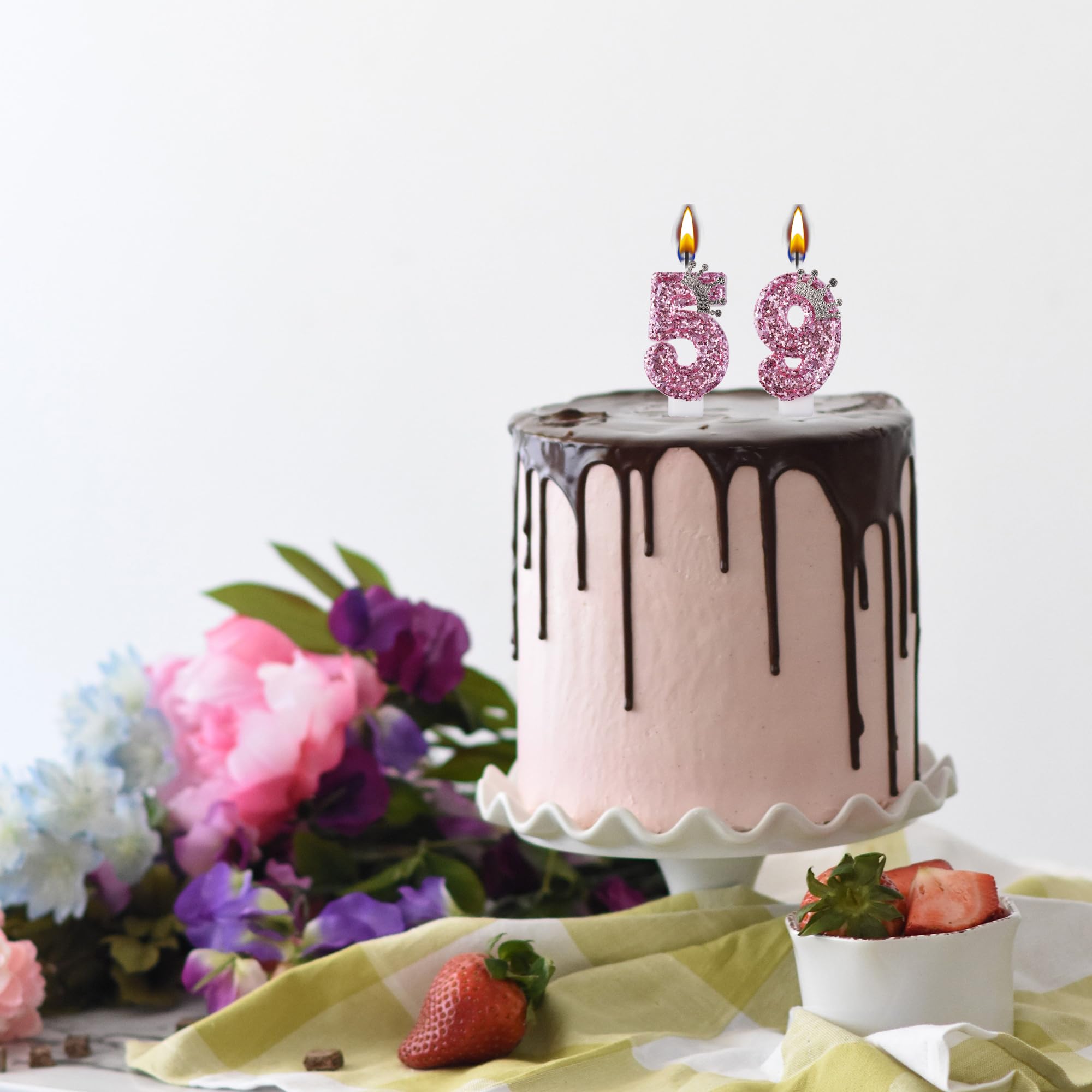 AOOLADA Gold Number Candles For 59th Or 95th Birthday – Cake Topper Decor