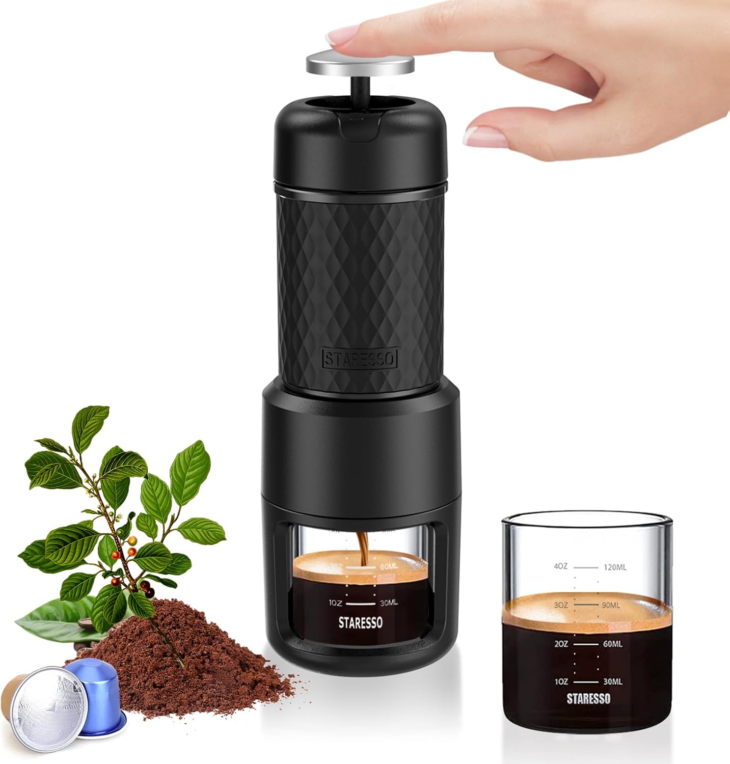 STARESSO Portable Espresso Maker Small Espresso Machine, Filter Coffee