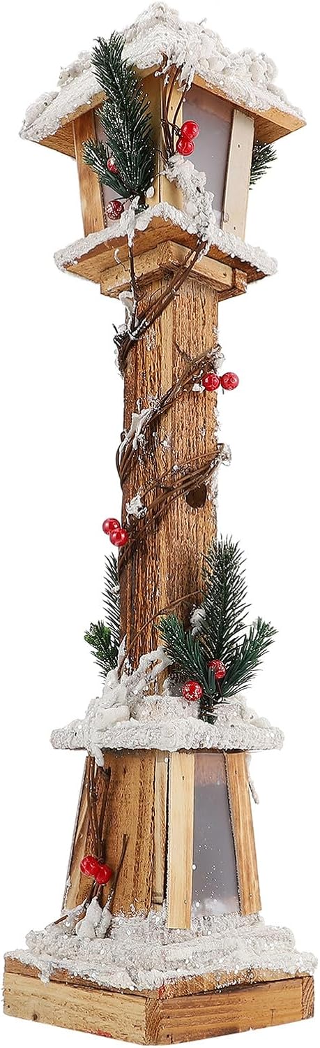 Luminous Wooden Streetlamp Model Decorative Xmas Ornament for Home Desktop Decor Party Scene Aesthetic Simulation Lamp Post for Living Study Bedroom