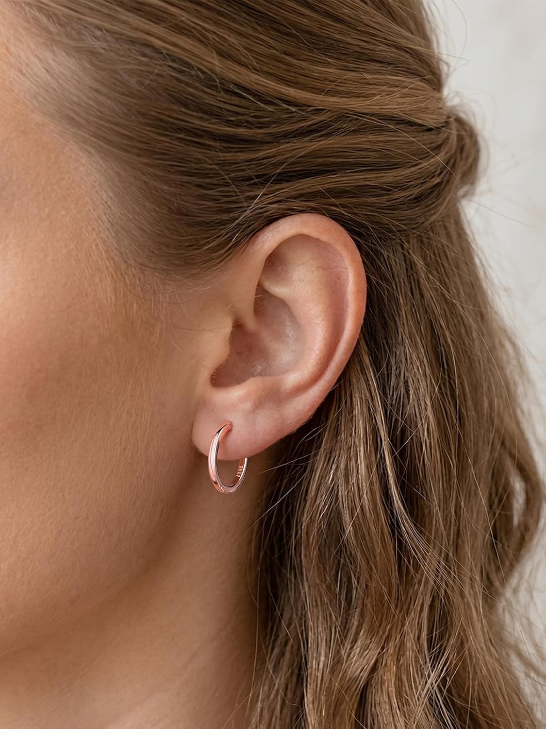 Silvora Sterling Silver Hoop Earrings for Women, Small Hoops 14K Gold Plated/925 Silver/Rose Gold/Black, Hypoallergenic Huggie Lightweight Cartilage Sleeper Earrings 8/10/12/14/16/18/20mm
