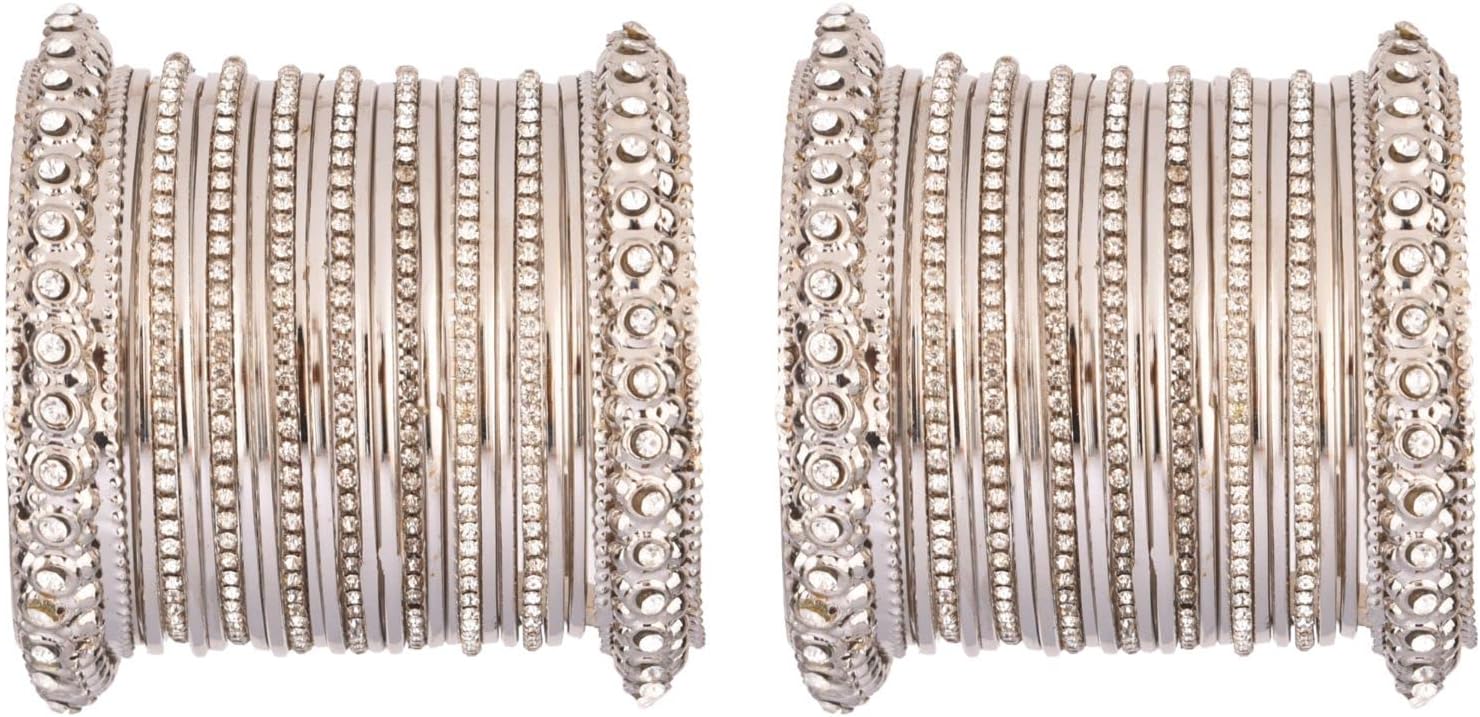 Efulgenz Boho Vintage Antique Gypsy Tribal Indian Oxidized Crystal Bracelets Bangle Set Jewelry