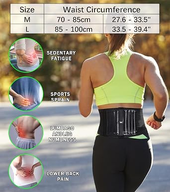Back Brace for Lower Back Pain Relief with 8 Stays for Women and Men, Adjustable Lumbar Support Belt for Sciatica, Herniated Disc, Back Support for Work, Sports, Fitness (Large)