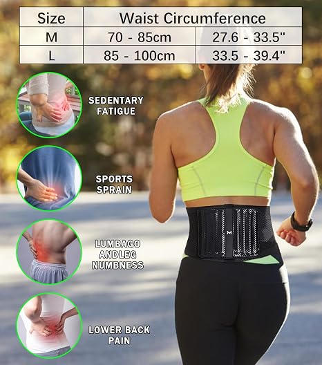 Back Brace for Lower Back Pain Relief with 8 Stays for Women and Men, Adjustable Lumbar Support Belt for Sciatica, Herniated Disc, Back Support for Work, Sports, Fitness (Large)