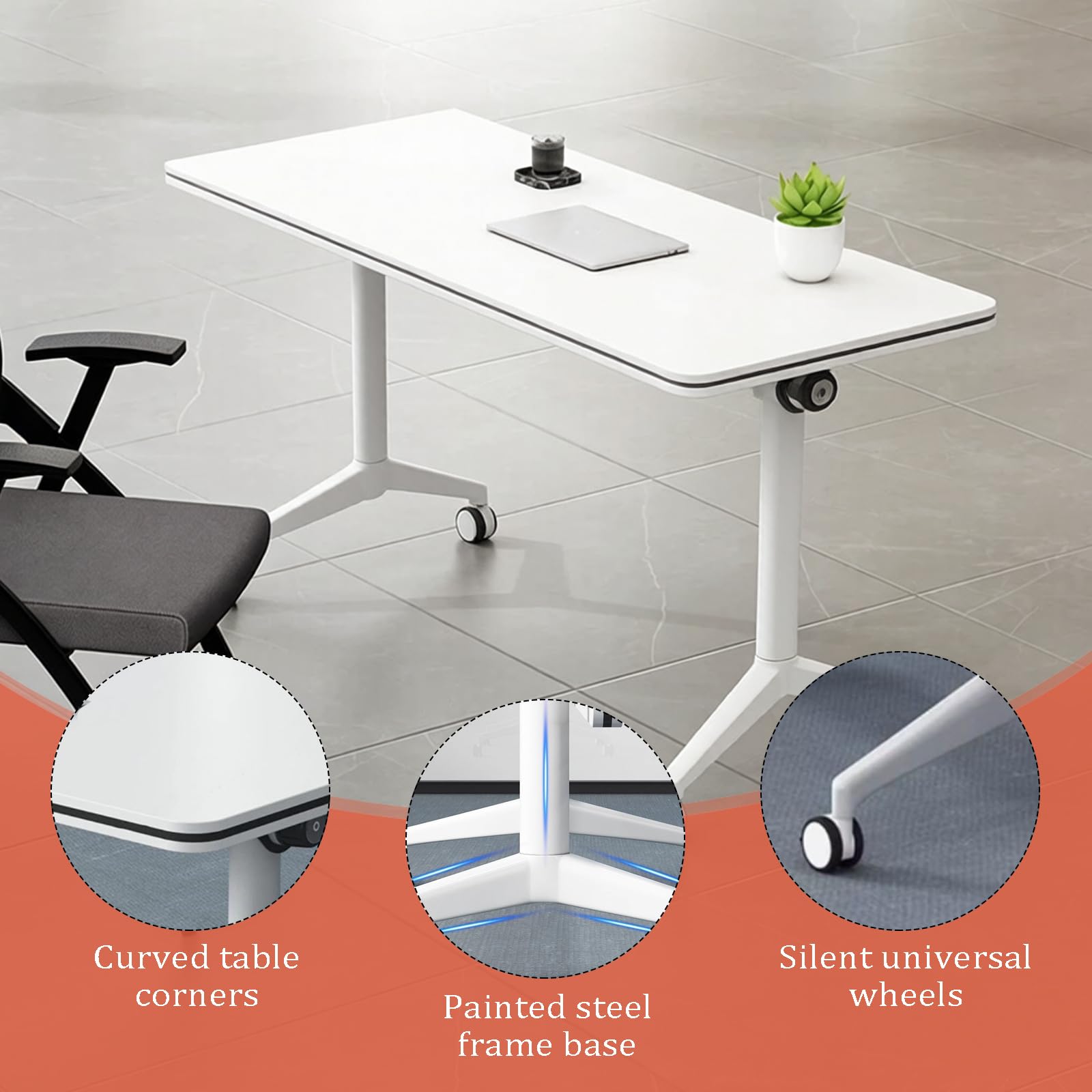Generisch Klappbarer Konferenztisch, Tragbarer Büro-Trainingstisch mit 360-Grad-Rollen, Mobiles Design, Ideal für Konferenzräume und Klassenzimmer