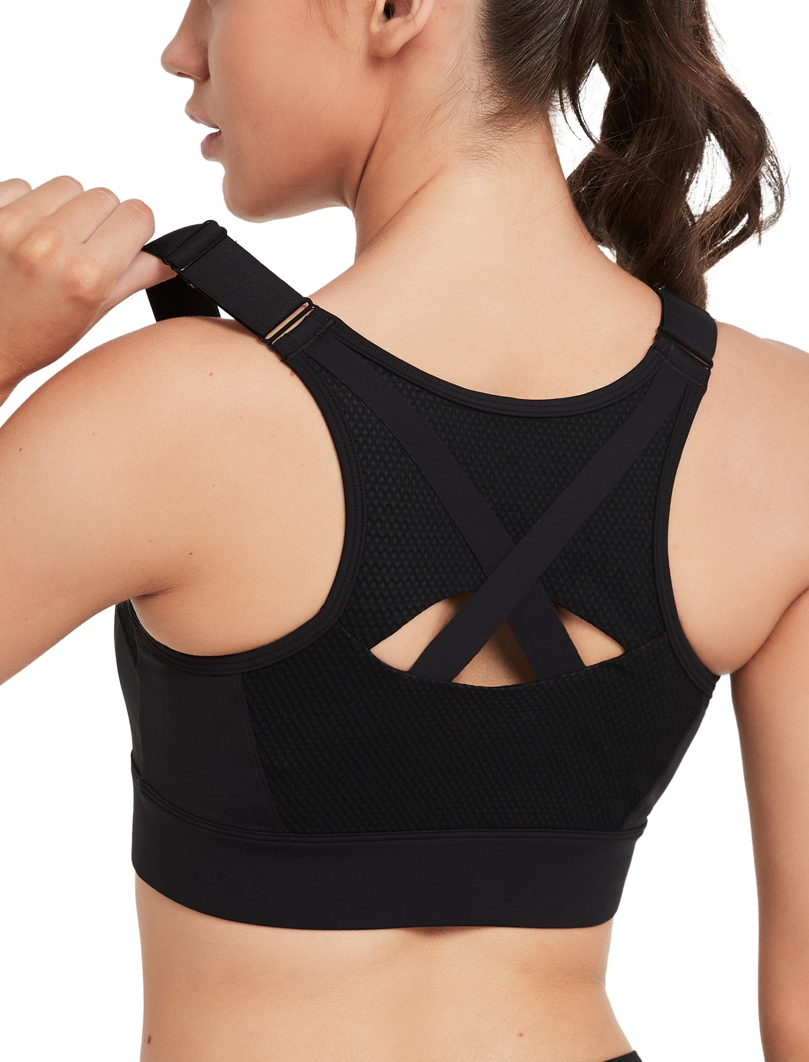 Yvette Reggiseni sportivi regolabili per le donne chiusura frontale Plus Size reggiseno sportivo ad alto impatto per busto grande