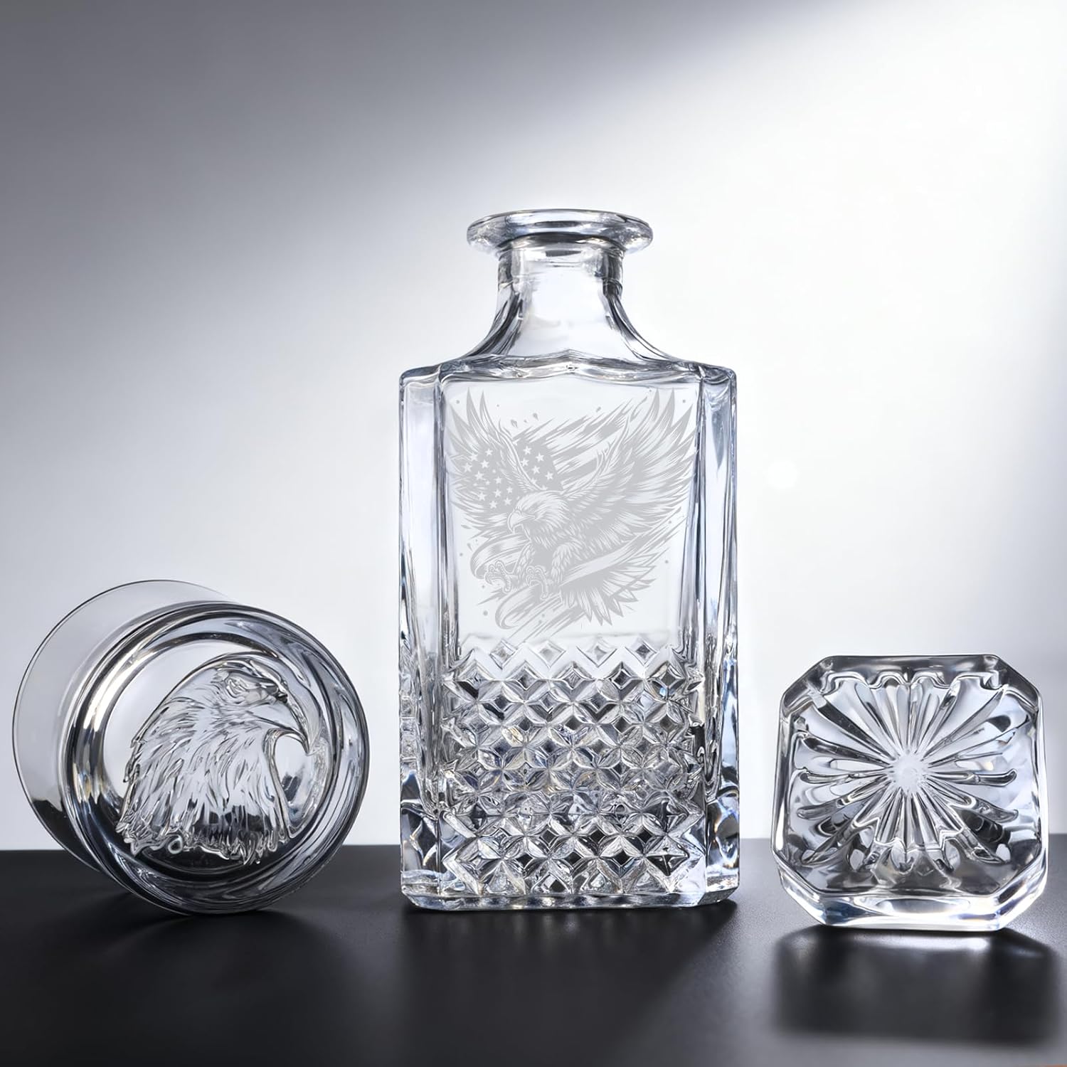Whiskey Decanter Set for Men Decanter Set with Glasses Crystal Whiskey Bottle Luxury Birthday Gifts For Men Gifts for Father's Day Christmas Gifts (Eagle) - Image 4
