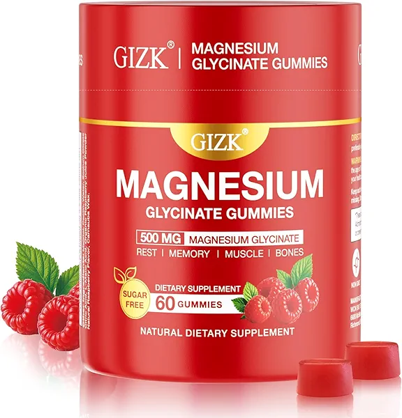 Magnesium Glycinate Gummies 500mg – Sugar Free Raspberry Flavor Magnesium Gummies for Sleep, Stress, Muscle & Nerve Support – Vegan, No Melatonin – 60 Count for Adults & Kids