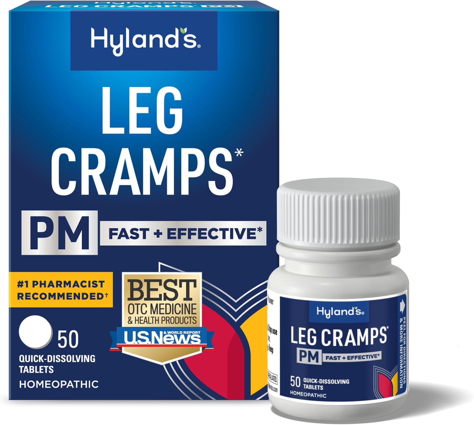 Hyland's Leg Cramps PM, Relief of Nighttime Leg, Calf, and Foot Cramps, 50 Quick-Dissolving Tablets