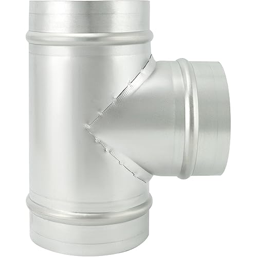 QWORK 4'' T Shape Duct Connector 3 Way Hose Adapter/Splitter, Metal 90° Tee Connector with 4 Inch branches, T-shape Round Pipe Connector