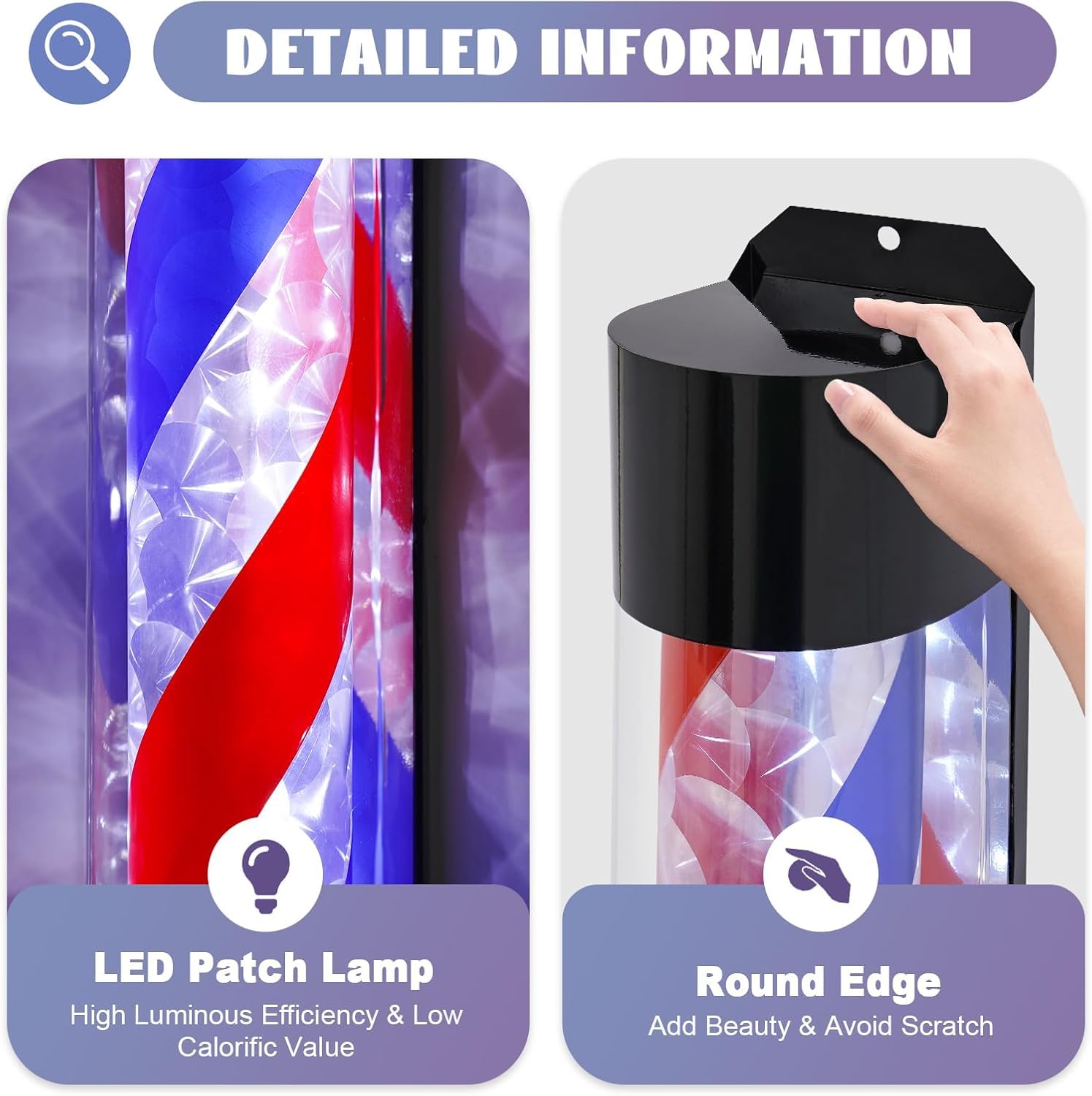 Enseigne Lumineuse Rouge, Bleue Et Blanche Pour Salon De Coiffure, Style Traditionnel. Lampe Murale Rotative Et Lumineuse.