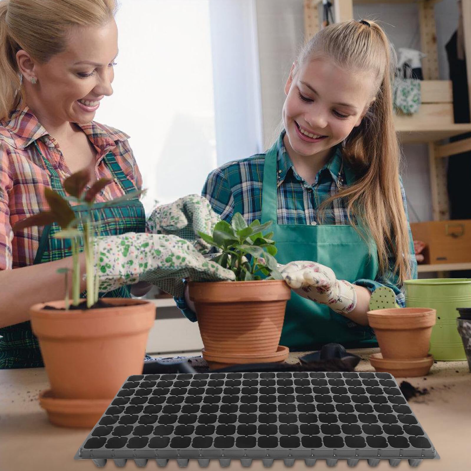 Plateau de Semis Rigide 128 Cellules 10 Pcs en PVC Noir