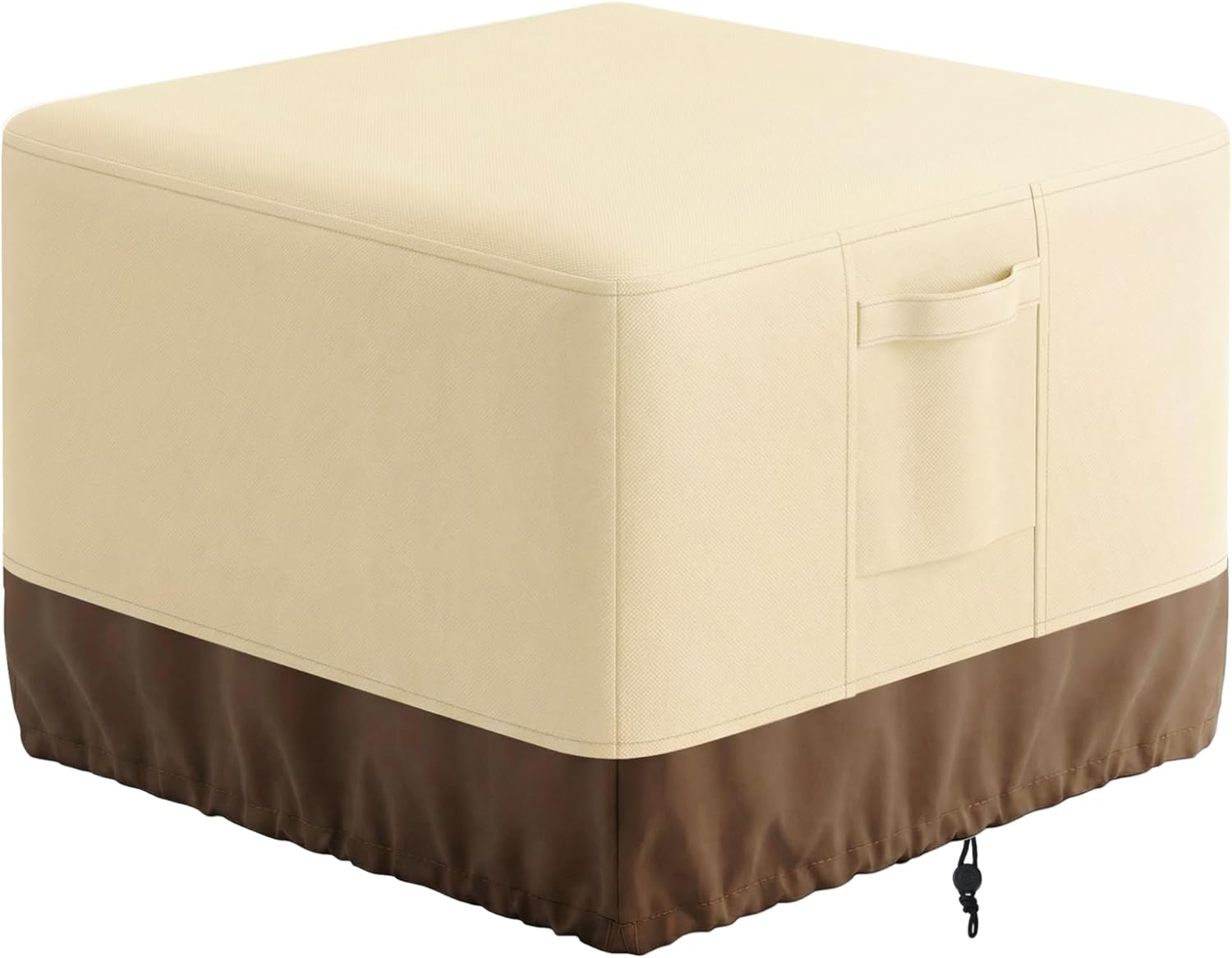 Vailge Fire Pit Cover Square,100% Waterproof Square Gas Firepit Table Cover,Outdoor Heavy Duty Lawn Patio Furniture Covers with Air Vent and Handle,40"L x 40"W x 20"H,Beige & Brown