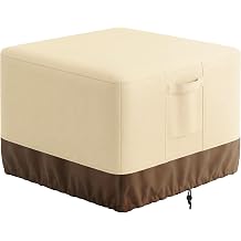Vailge Fire Pit Cover Square,100% Waterproof Square Gas Firepit Table Cover,Outdoor Heavy Duty Lawn Patio Furniture Covers with Air Vent and Handle,44"L x 44"W x 24"H,Beige & Brown