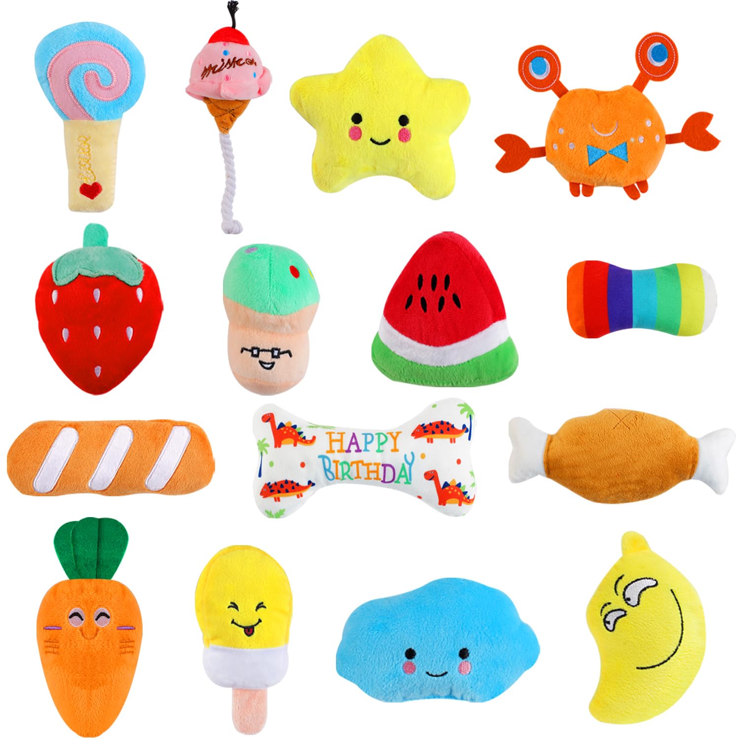 Set di 30 giocattoli per cani che scricchiolano, assortimento di giocattoli di peluche per cani, cuccioli di animali domestici, giocattoli da masticare per cani, con sonaglio, per dentizione