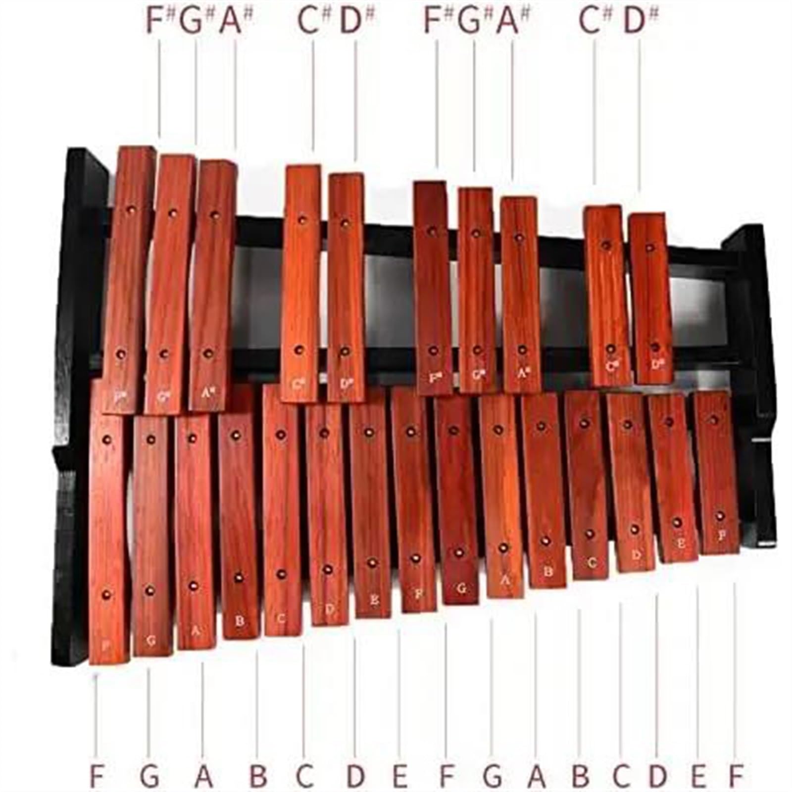Juego de instrumentos profesionales de percusión Glockenspiel de madera de caoba de 25 tonos