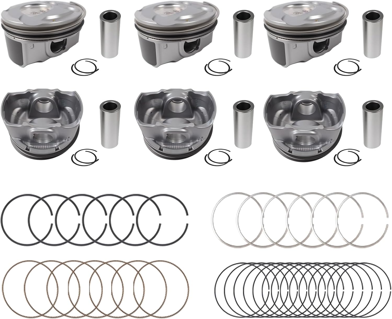 STD Engine Piston & Piston Ring Set 230413CFA0, Fit for 2011-2019 Kia Sorento/Sedona/Cadenza, for Hyundai Santa Fe/Azera 3.3L
