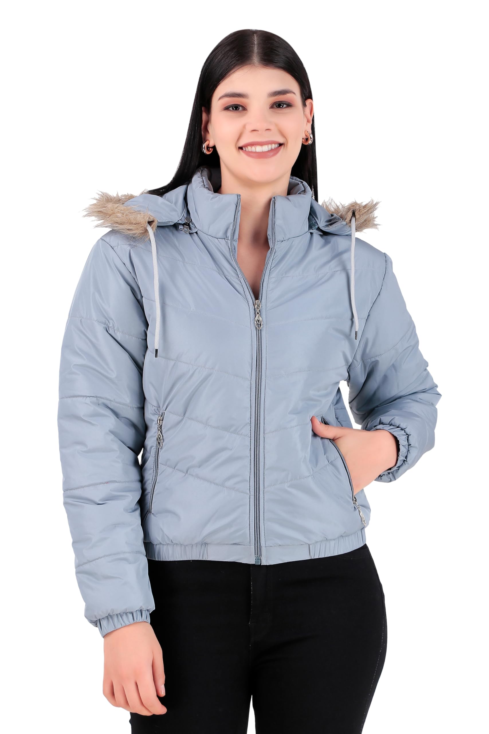 brazo Women's Short Regular Fit Puffer Jacket - Fashionable Hooded Design, Long Sleeves, Latest Trendy Look, Warm Winter Wear Western Stylish Jacket-picture-25