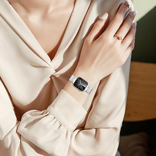 Miniatura 6 de Paquete de 2 correas delgadas de metal compatibles con Apple Watch de 1.496 pulgadas, 1.575 pulgadas, 1.614 pulgadas, 1.654 pulgadas, 1.732