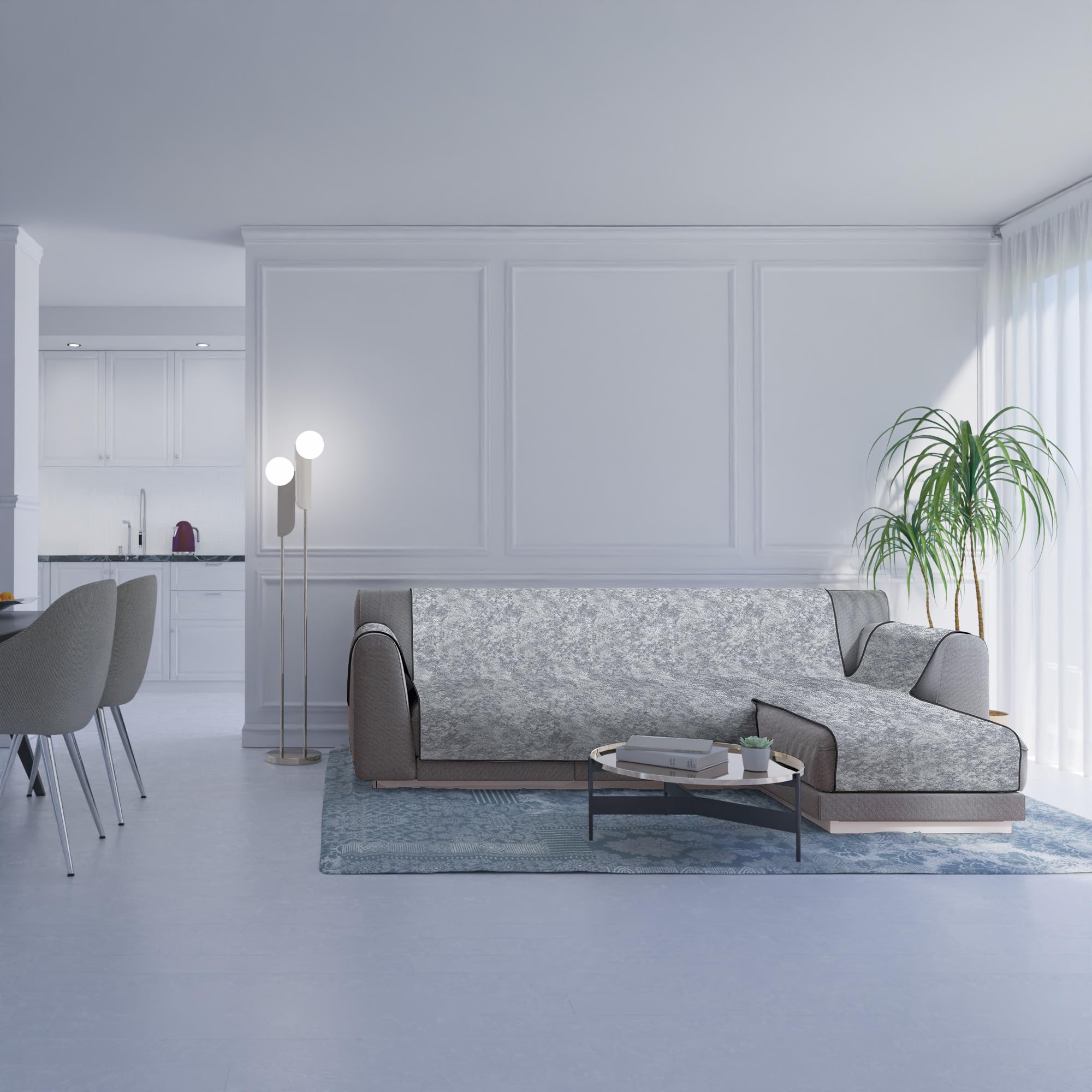 Housse de canapé antidérapante gris foncé 190 cm pour péninsule droite