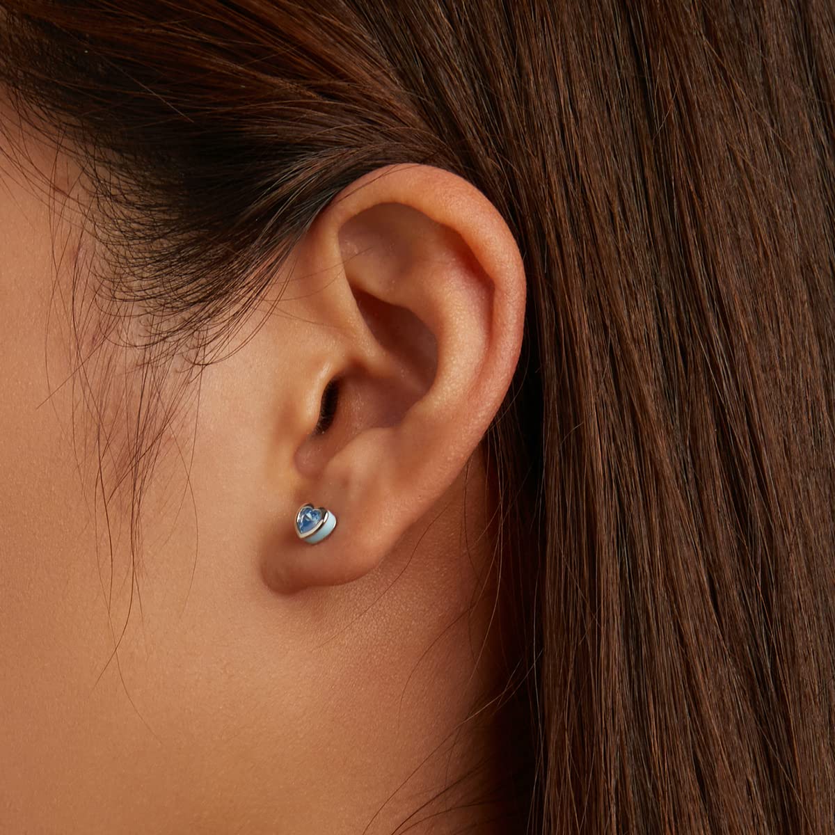 WZGWDC 925 Sterling Silber Liebe Ohrringe für Frauen Herzförmige Ohrstecker Zwei Farben Schmuck Hochzeitsgeschenk