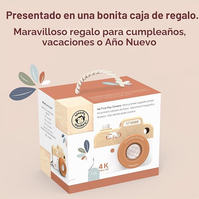 Foto 7 de 7 de Speedy Monkey Cámara SP3000 9,9 x 6,7 x 8 cm, Multicolor, Juguete de Madera para niños, Detalles encantadores