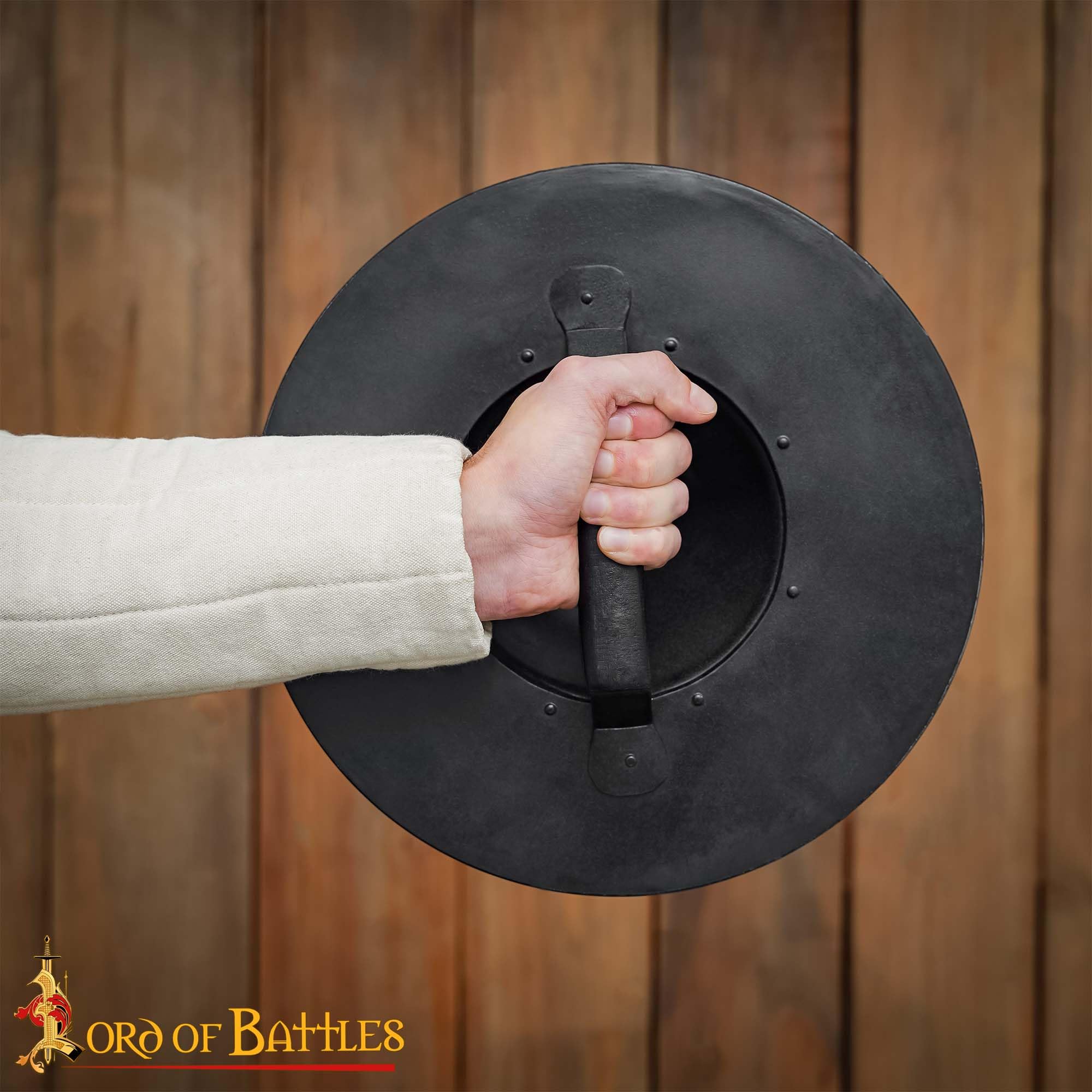 Lord of Battles Late Medieval Steel Buckler Handmade Shield with Wooden Handle Battle Ready - Image 3