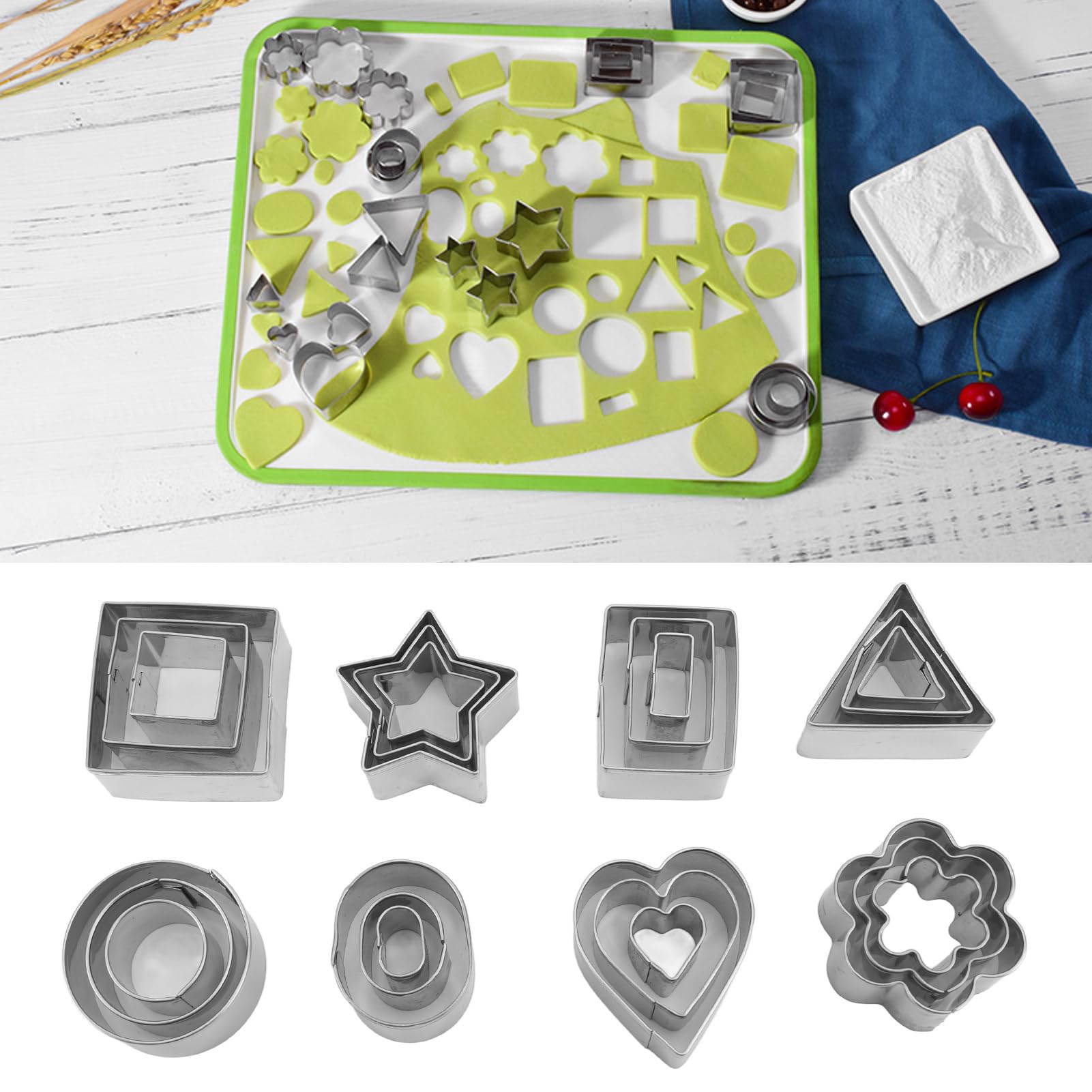 30 Pezzi Mini Formine Biscotti Forme geometriche in acciaio inossidabile Set di Stampi Biscotti per Decorazioni di Dolci di Pasticceria