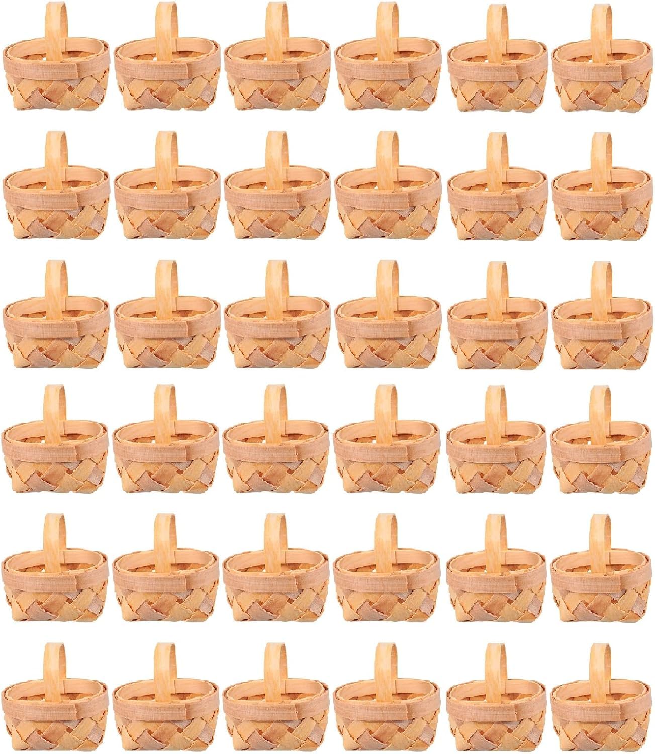 36 Stück gewebte Mini-Körbe mit Griffen, Bauernhaus, kleiner Korb, Hochzeitskörbe, Aufbewahrungskorb für Hochzeit, Party, Gastgeschenke, Baumdekoration, Basteln, Holz