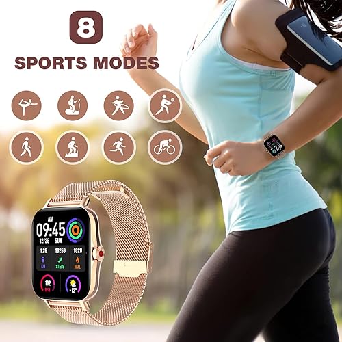 Miniatura 6 de Reloj inteligente para mujer, rastreador de actividad física con frecuencia cardíaca, presión arterial, monitor de sueño, pantalla táctil HD de 1.69