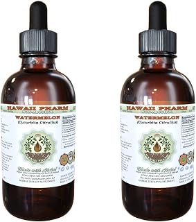 Watermelon Alcohol-Free Liquid Extract, Watermelon (Cucurbita Citrullus) Dried Seed Glycerite Natural Herbal Supplement, Hawaii Pharm, USA 2x2 fl.oz