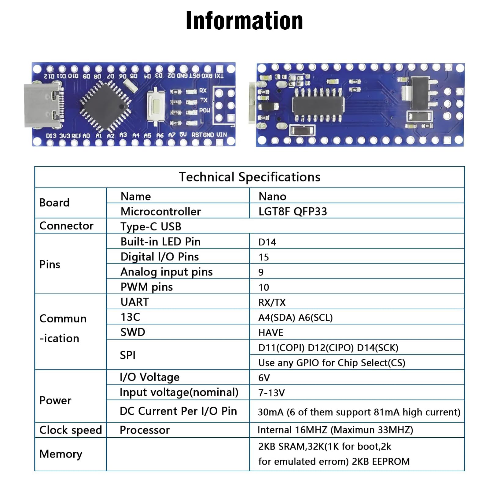 Nano 328P V3 Entwicklungsplatine mit USB-Kabel AYWHP 5 Stück Entwicklungsplatine mit Chip CH340 5V 16M Microcontroller Type-C Stecker Kompatibel mit Arduino