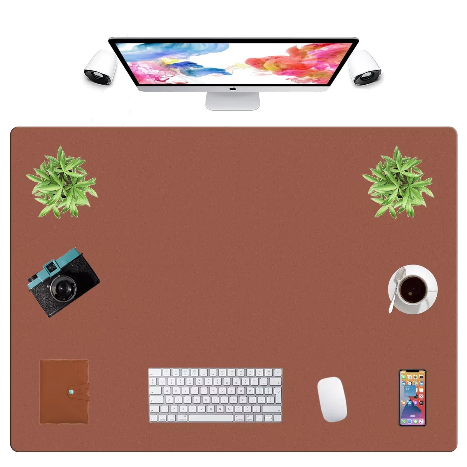 LL-COEUR Extra Large PU Leather Desk Mat Large Mouse Pad XXL Waterproof Table Mat Office Laptop Writing Pad (43.3 x 31.5 inch, Brown) — image 1