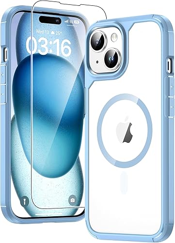 Miniatura 8 de TAURI Funda magnética 5 en 1 diseñada para iPhone 13 para iPhone 14, compatible con MagSafe con 2 protectores de pantalla + 2 protectores de lente
